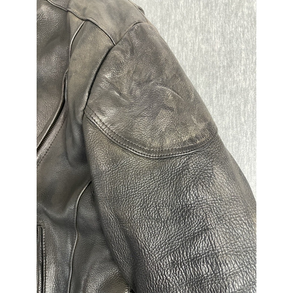Unik Ultra Leather Motorcycle Jacket w/Liner Men's Size 44 L/XL Black Eagle Flag - Picture 9 of 15